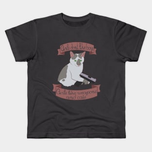 Cute cat with a gun Kids T-Shirt